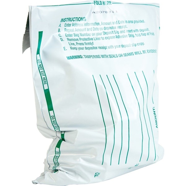 Night Deposit Bag, Poly, 8-1/2"x10-1/2", 100/PK, White PK